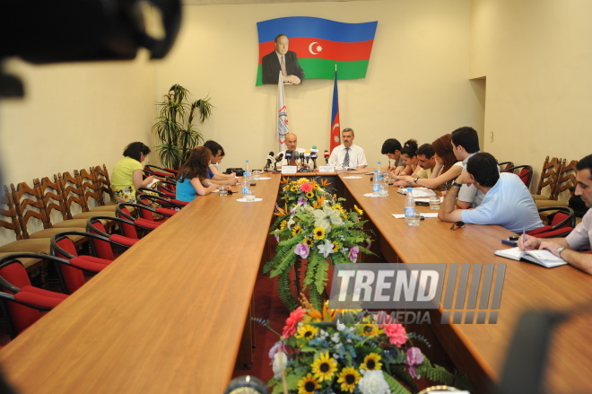 Press conference of head of Azerigaz department on economy and forecasting Tofig Allahverdiyev, Baku, Azerbaijan, July 1, 2009