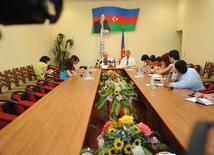 Press conference of head of Azerigaz department on economy and forecasting Tofig Allahverdiyev, Baku, Azerbaijan, July 1, 2009