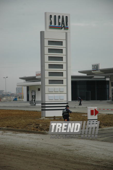 Construction of SOCAR's filling station, Baku, Azerbaijan, March 1, 2010  