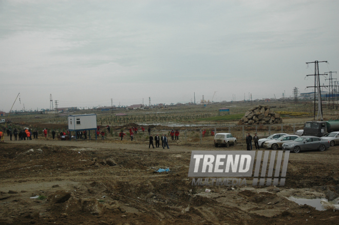 Construction of SOCAR's filling station, Baku, Azerbaijan, March 1, 2010  