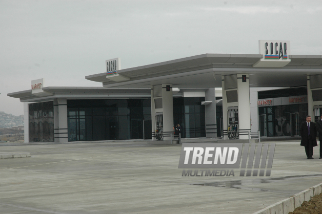 Construction of SOCAR's filling station, Baku, Azerbaijan, March 1, 2010  