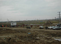 Construction of SOCAR's filling station, Baku, Azerbaijan, March 1, 2010  