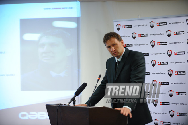 Azerbaijani Football Club "Gabala" introduces new executive director and new head coach, "Gabala" head coach Tony Adams, Baku, Azerbaijan, May 12, 2010