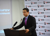 Azerbaijani Football Club "Gabala" introduces new executive director and new head coach, "Gabala" president Tale Heydarov, Baku, Azerbaijan, May 12, 2010