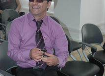 Young singer Fuad Mustafazede presented three songs to the media , singer Aslan Huseynov, Trend press center, Baku, Azerbaijan, May 26. 2010