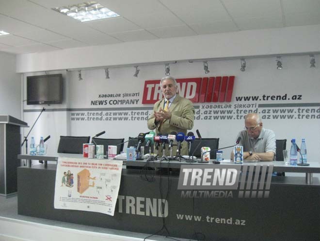 News conference of the Independent Consumers Union NGO, Eyyub Huseynov, chairman of the Independent Consumers Union NGO, Baku, Azerbaijan, june 09 2010