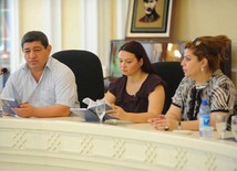 A new book by Azerbaijani professor, doctor of philology Gazanfar Pashayev "To respect is our duty" has been presented, MP Nizami Jafarov, MP Ganira Pashayeva, MP Gular Ahmadova, Baku, Azerbaijan, June 11. 2010