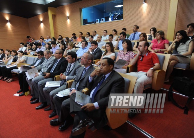 Azerbaijan's Minister of Communication & Telecommunication Technologies Ali Abbasov made a presentation at the Azerbaijan Diplomatic Academy, Baku, Azerbaijan, June 16. 2010