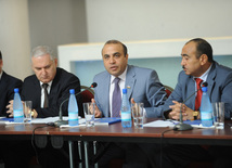 Conference of State NGO Support Council under the Azerbaijani President on annual report, Head of the State NGO Support Council under the Azerbaijani President Azay Guliyev, Presidential Administration Socio-political Department Head Ali Hasanov, Baku, Azerbaijan, June 25, 2010