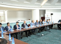 Conference of State NGO Support Council under the Azerbaijani President on annual report, Head of the State NGO Support Council under the Azerbaijani President Azay Guliyev, Presidential Administration Socio-political Department Head Ali Hasanov, Baku, Azerbaijan, June 25, 2010