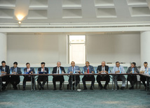 Conference of State NGO Support Council under the Azerbaijani President on annual report, Head of the State NGO Support Council under the Azerbaijani President Azay Guliyev, Presidential Administration Socio-political Department Head Ali Hasanov, Baku, Azerbaijan, June 25, 2010