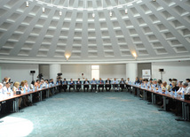 Conference of State NGO Support Council under the Azerbaijani President on annual report, Head of the State NGO Support Council under the Azerbaijani President Azay Guliyev, Presidential Administration Socio-political Department Head Ali Hasanov, Baku, Azerbaijan, June 25, 2010