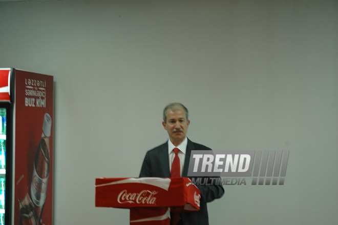 Turkish State Minister for Foreign Trade Zafar Chaglayan attends opening of a new production line at “Coca-Cola İçecek” Enterprise, Baku, Azerbaijan, Jule 29, 2010 