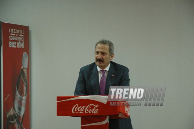 Turkish State Minister for Foreign Trade Zafar Chaglayan attends opening of a new production line at “Coca-Cola İçecek” Enterprise, Baku, Azerbaijan, Jule 29, 2010 