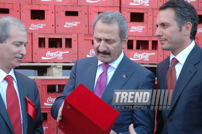 Turkish State Minister for Foreign Trade Zafar Chaglayan attends opening of a new production line at “Coca-Cola İçecek” Enterprise, Baku, Azerbaijan, Jule 29, 2010 