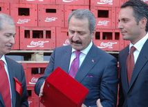 Turkish State Minister for Foreign Trade Zafar Chaglayan attends opening of a new production line at “Coca-Cola İçecek” Enterprise, Baku, Azerbaijan, Jule 29, 2010 