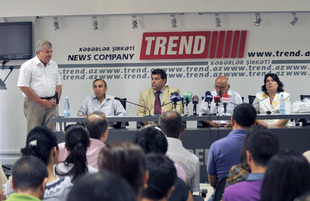 Press-confrence of Azerbaijani scientist Rashid Aliyev earlier arrested in Iran, Baku, Azerbaijan, Aug.25, 2010