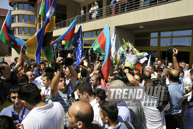 Baku welcomes winners and participants of Youth Olympics Games held in Singapore, Baku, Azerbaijan, Aug.28, 2010 