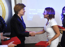 Awarding ceremony of honorary diplomas for merits in participating in activities of international organization "YES", dealing with issues of human trafficking, Former Latvian President Vaira Vike-Freiberga, singer Tunzala Agayeva, Baku, Azerbaijan, Sept. 17, 2010