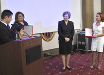 Awarding ceremony of honorary diplomas for merits in participating in activities of international organization "YES", dealing with issues of human trafficking, Former Latvian President Vaira Vike-Freiberga, singer Tunzala Agayeva, Baku, Azerbaijan, Sept. 17, 2010