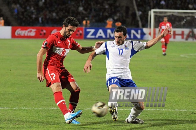 Azerbaijani national football team in domestic qualifying match with Turkey within 2012 European Championship, Baku,  Azerbaijan, Okt.12, 2010