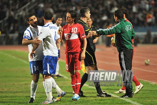 Azerbaijani national football team in domestic qualifying match with Turkey within 2012 European Championship, Baku,  Azerbaijan, Okt.12, 2010