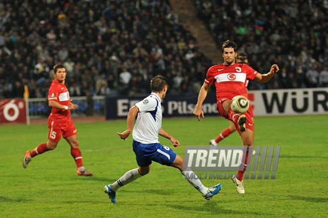 Azerbaijani national football team in domestic qualifying match with Turkey within 2012 European Championship, Baku,  Azerbaijan, Okt.12, 2010