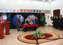 Signing of a contract to launch the Azerspace satellite between the Azerbaijani Communications Ministry and Arianespace,Azerbaijan, Baku, Nov.5 