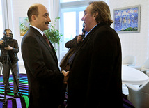 Renowned French actor Gerard Depardieu visits Baku, Minister of Culture and Trusim of the Republic of Azerbaijan Abulfaz Qarayev, Baku, Azerbaijan, Dec.13, 2010  