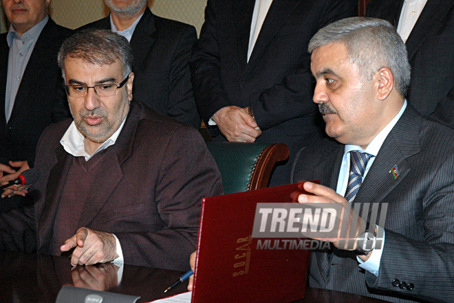 Azerbaijan, Iran sign contract on gas supplies, Baku, Azerbaijan, Jan.12, 2011