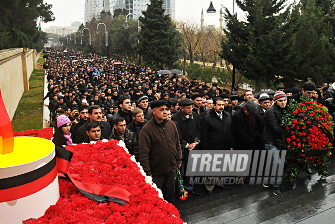 Azerbaijan commemorates 21st anniversary of 20 January tragedy,Azerbaijan, Baku, Jan. 20