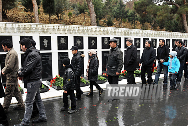 Azerbaijan commemorates 21st anniversary of 20 January tragedy,Azerbaijan, Baku, Jan. 20