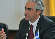 Third meeting of an Azerbaijani-Greek intergovernmental commission on economic cooperation, Greek Deputy Foreign Minister Spyros Kouvelis, Baku, Azerbaijan, Feb.02. 2011