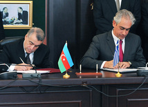 Third meeting of an Azerbaijani-Greek intergovernmental commission on economic cooperation, Industry and Energy Minister Natig Aliyev, Greek Deputy Foreign Minister Spyros Kouvelis, Baku, Azerbaijan, Feb.02. 2011