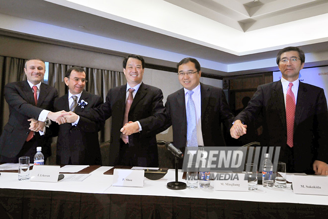 Signing of agreement on construction of cement plant Gizildash Cement in Baku by Azerbaijani Company Norm and the Chinese contracting company China Triumph International Engineering Co ltd (CTIE), Baku, Azerbaijan, Marc 01, 2011