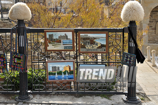 The national-applied art in the streets of Icheri Sheher, Baku, Azerbaijan, April 15, 2011 