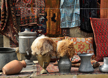 The national-applied art in the streets of Icheri Sheher, Baku, Azerbaijan, April 15, 2011 