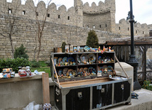 The national-applied art in the streets of Icheri Sheher, Baku, Azerbaijan, April 15, 2011 