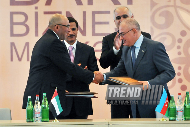 Azerbaijan and the UAE signed a protocol following the third session of the intergovernmental commission on economic, trade and technical cooperation between the two countries, Baku, Azerbaijan, May 3, 2011
