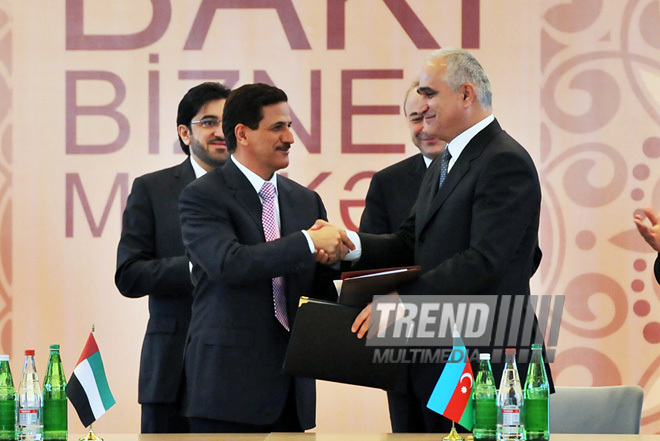 Azerbaijan and the UAE signed a protocol following the third session of the intergovernmental commission on economic, trade and technical cooperation between the two countries, Baku, Azerbaijan, May 3, 2011
