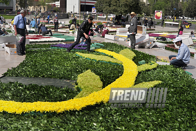 Preparations underway for Flower Holiday in Baku, Azerbaijan, May 09, 2011