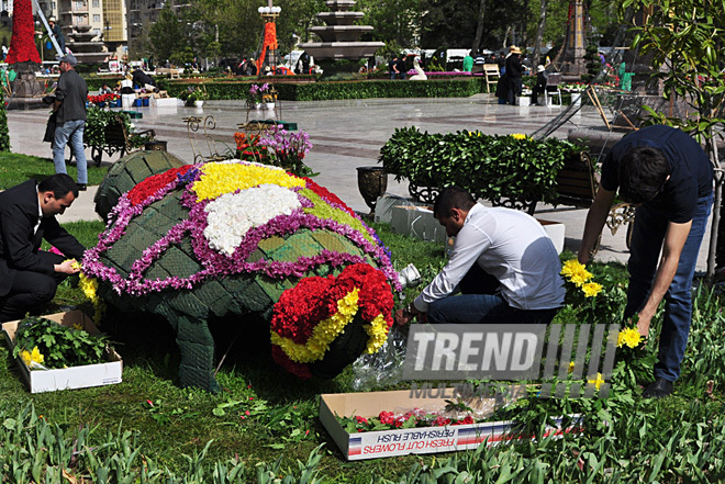 Preparations underway for Flower Holiday in Baku, Azerbaijan, May 09, 2011