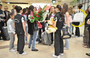 Azerbaijani gymnasts return from European Championships, Baku, Azerbaijan, May 31 2011 