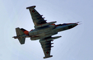 Azerbaijani Air Force conduct exercises under military parade rehearsal in Baku, Azerbaijan, June 10, 2011