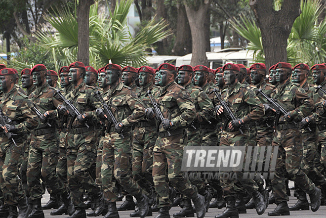 Military parade rehearsal in Baku, June 24, 2011