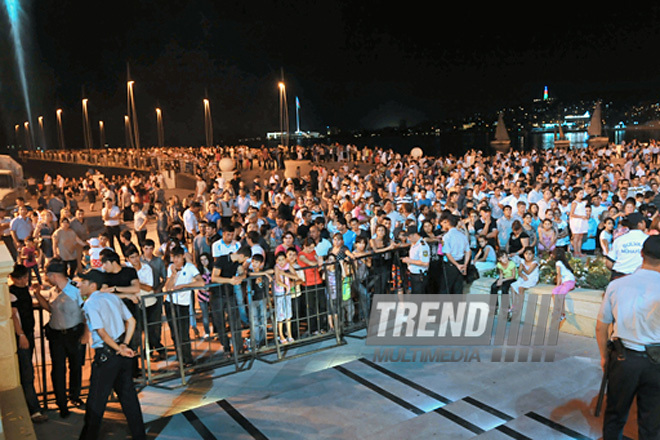 Baku National Park hosted a concert and a grand firework to mark the anniversary of Heydar Aliyev’s coming to power in Azerbaijan, Baku, Azerbaijan, July 14, 2011
