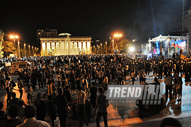 Baku National Park hosted a concert and a grand firework to mark the anniversary of Heydar Aliyev’s coming to power in Azerbaijan, Baku, Azerbaijan, July 14, 2011
