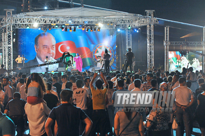 Baku National Park hosted a concert and a grand firework to mark the anniversary of Heydar Aliyev’s coming to power in Azerbaijan, Baku, Azerbaijan, July 14, 2011
