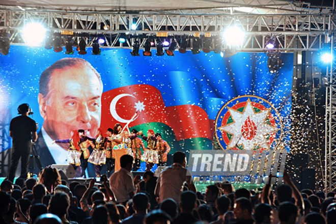 Baku National Park hosted a concert and a grand firework to mark the anniversary of Heydar Aliyev’s coming to power in Azerbaijan, Baku, Azerbaijan, July 14, 2011
