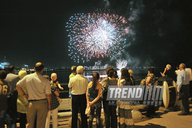 Baku National Park hosted a concert and a grand firework to mark the anniversary of Heydar Aliyev’s coming to power in Azerbaijan, Baku, Azerbaijan, July 14, 2011
